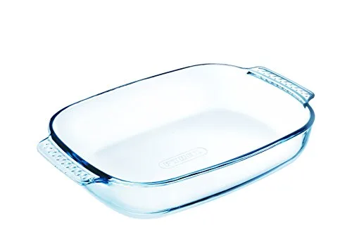 Pyrex Borosilicate Glass Rectangular Roaster with Easy Grip Handles, 35x23cm