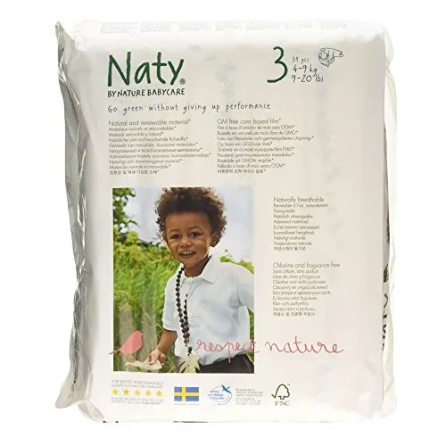 Naty by Nature Babycare Size 3 (9-20 lbs/4-9kg) Eco Nappies, 31 Nappies