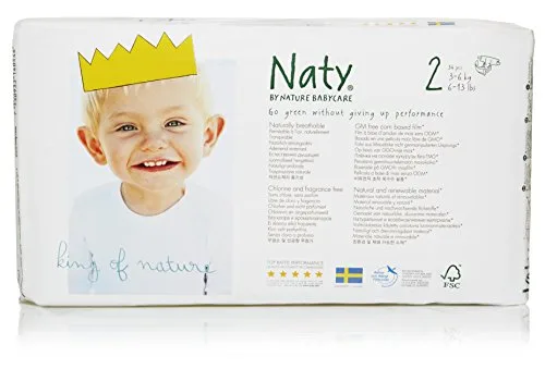 Naty by Nature Babycare, Size 2 (6-13 lbs/3-6kg) Eco Nappies, 34 Nappies